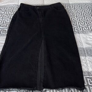 Black High-Rise Pencil Skirt with Front Slit